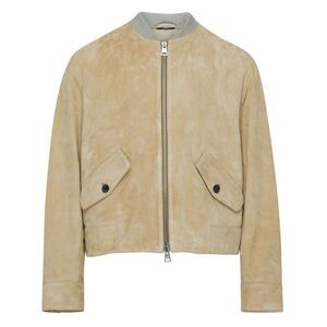 Ami Paris Alexandre Mattiussi Mens Suede Bomber Jacket Small Champagne NWT $1955